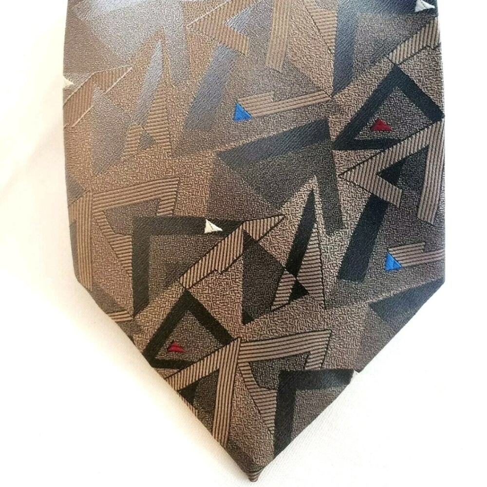 Vintage Wemlon Wash N Wear Tie Men 54 Long x 3.5 Wide Geometric Tie Work Office